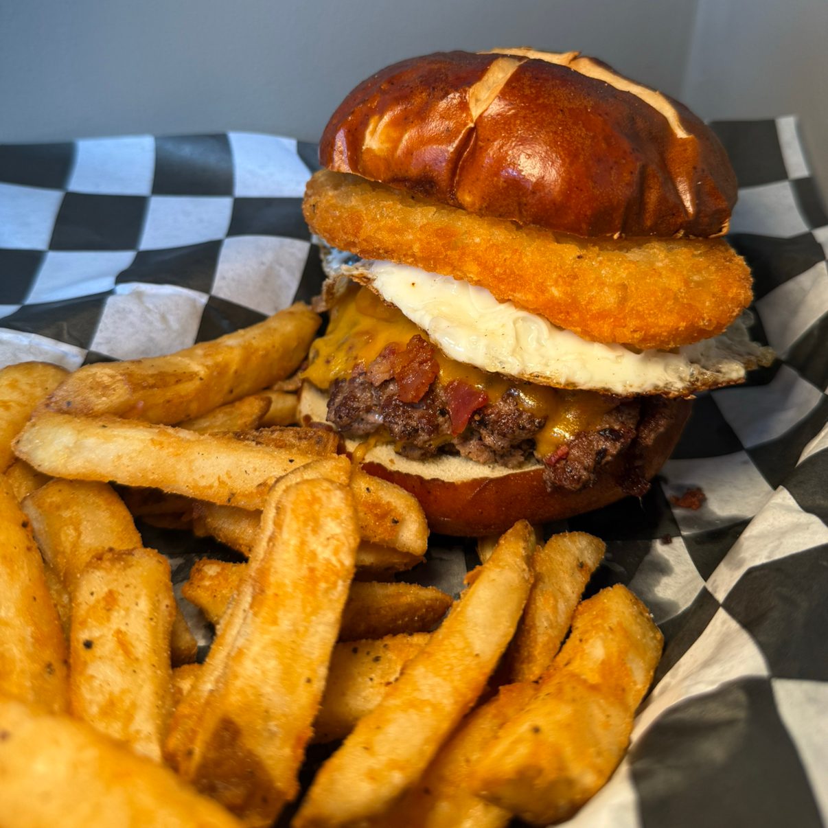 Weekly Special: The Pretzel Brunch Burger.